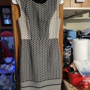 J. Crew Black and White Textured Sleeveless Sheath Dress